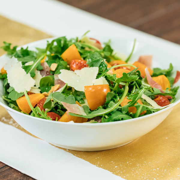 Christmas Salad with Prosciutto and Persimmon